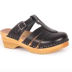 NEW! Troentorp Swedish Mary Jane Clogs Leather Black Tan Size 37 (7 US)
